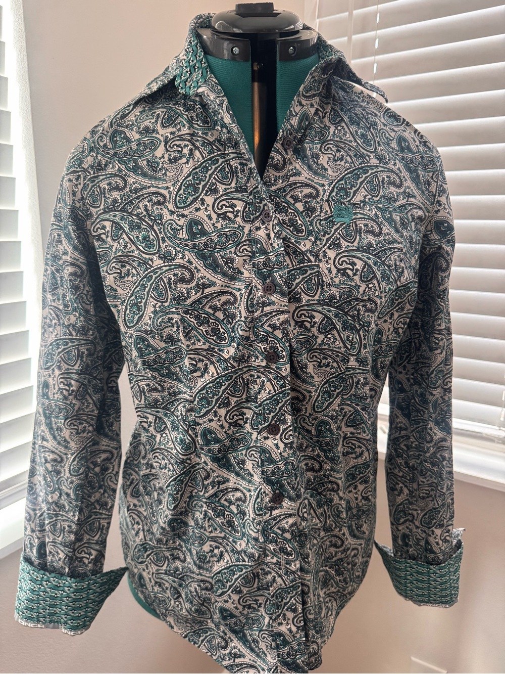Cinch Teal Paisley Button-Up Shirt